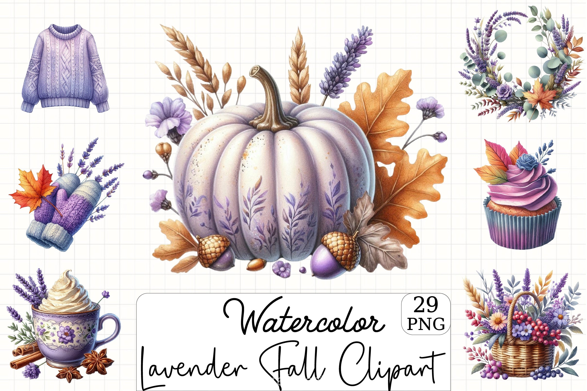Lavender Fall Clipart Bundle 6 - CraftNest - Digital Crafting and Art