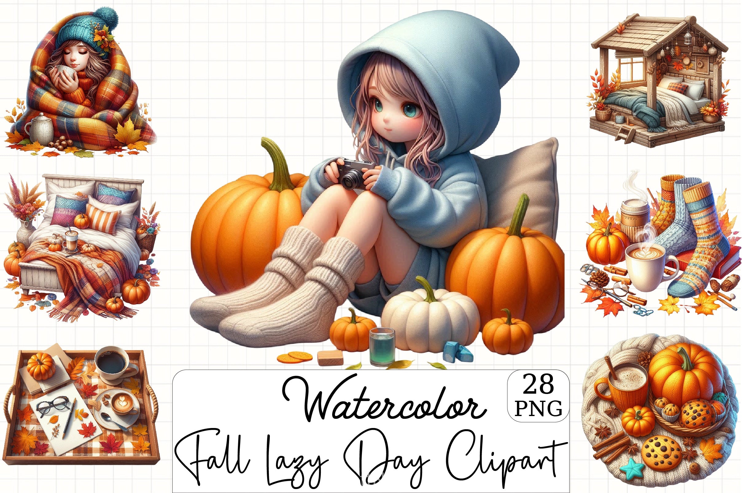 Fall Lazy Day Clipart Bundle - CraftNest - Digital Crafting and Art