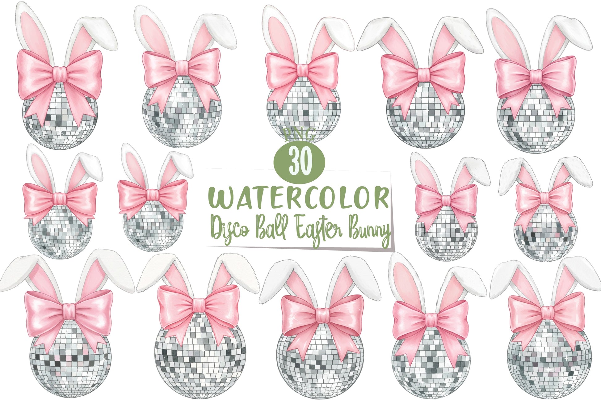Disco Ball Bunny Easter Clipart Bundle - CraftNest - Digital Crafting and Art