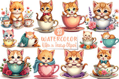 Kitten Teacup Clipart Bundle - CraftNest - Digital Crafting and Art