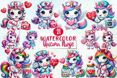 Unicorn Nurse Valentine Clipart Bundle - CraftNest - Digital Crafting and Art