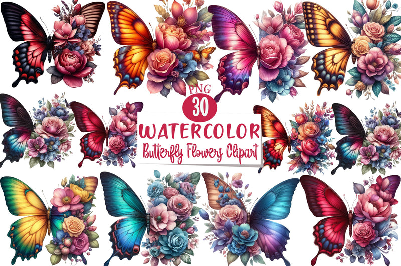 Butterfly Flowers Clipart Bundle 10 - CraftNest - Digital Crafting and Art