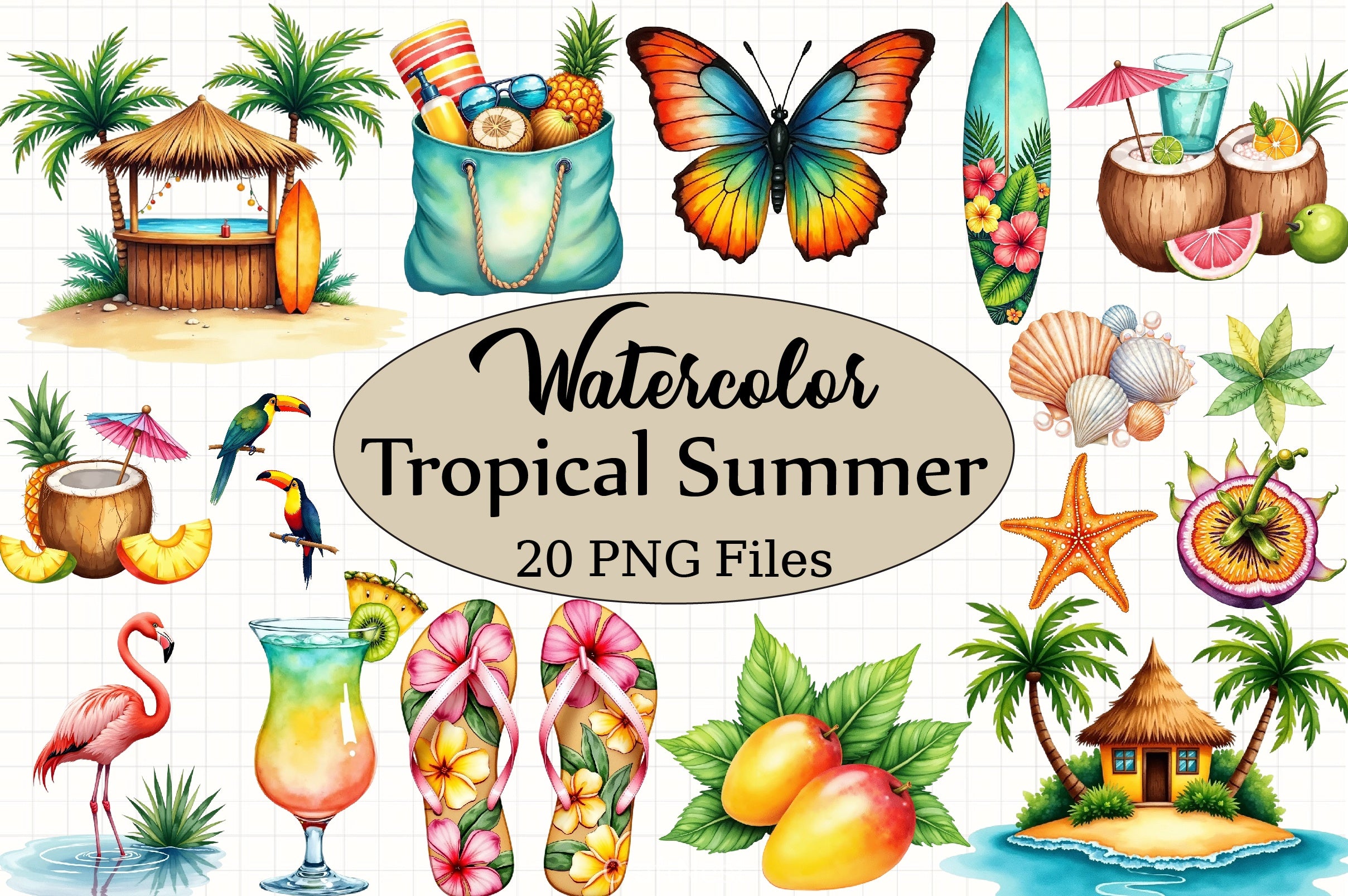 Tropical Summer Clipart Bundle 5 - CraftNest - Digital Crafting and Art