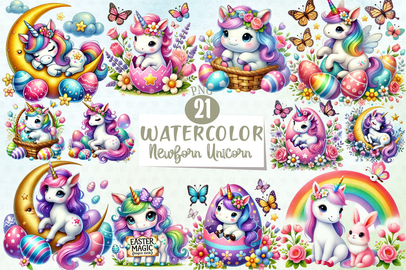 Easter Newborn Unicorn Clipart Bundle - CraftNest - Digital Crafting and Art