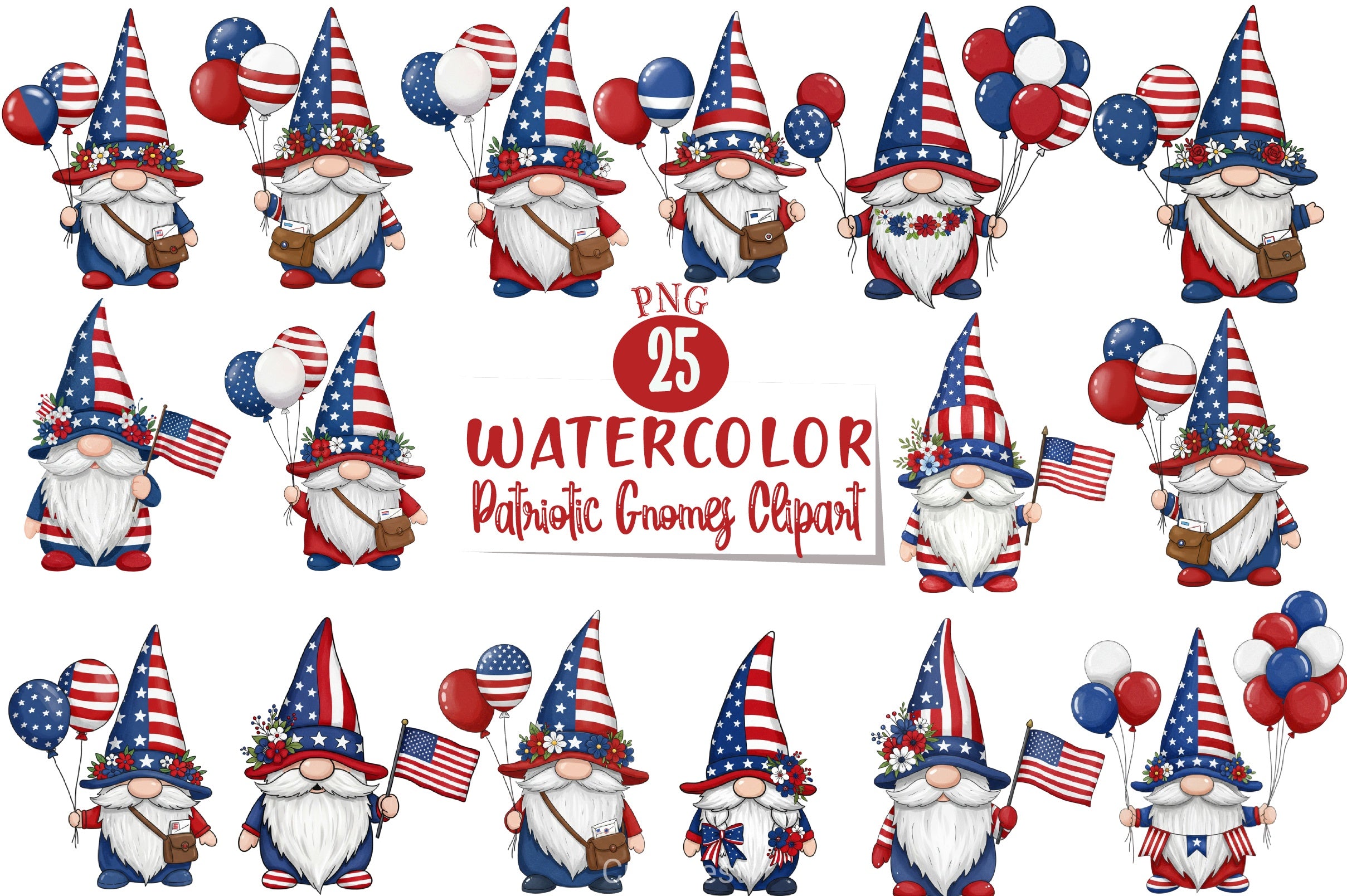 Patriotic Gnomes Clipart Bundle 1 - CraftNest - Digital Crafting and Art