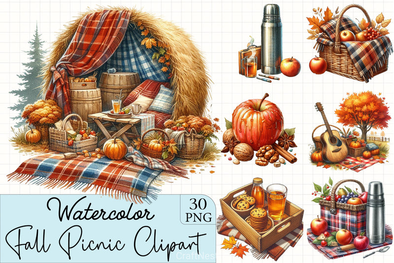 Fall Picnic Clipart Bundle - CraftNest - Digital Crafting and Art