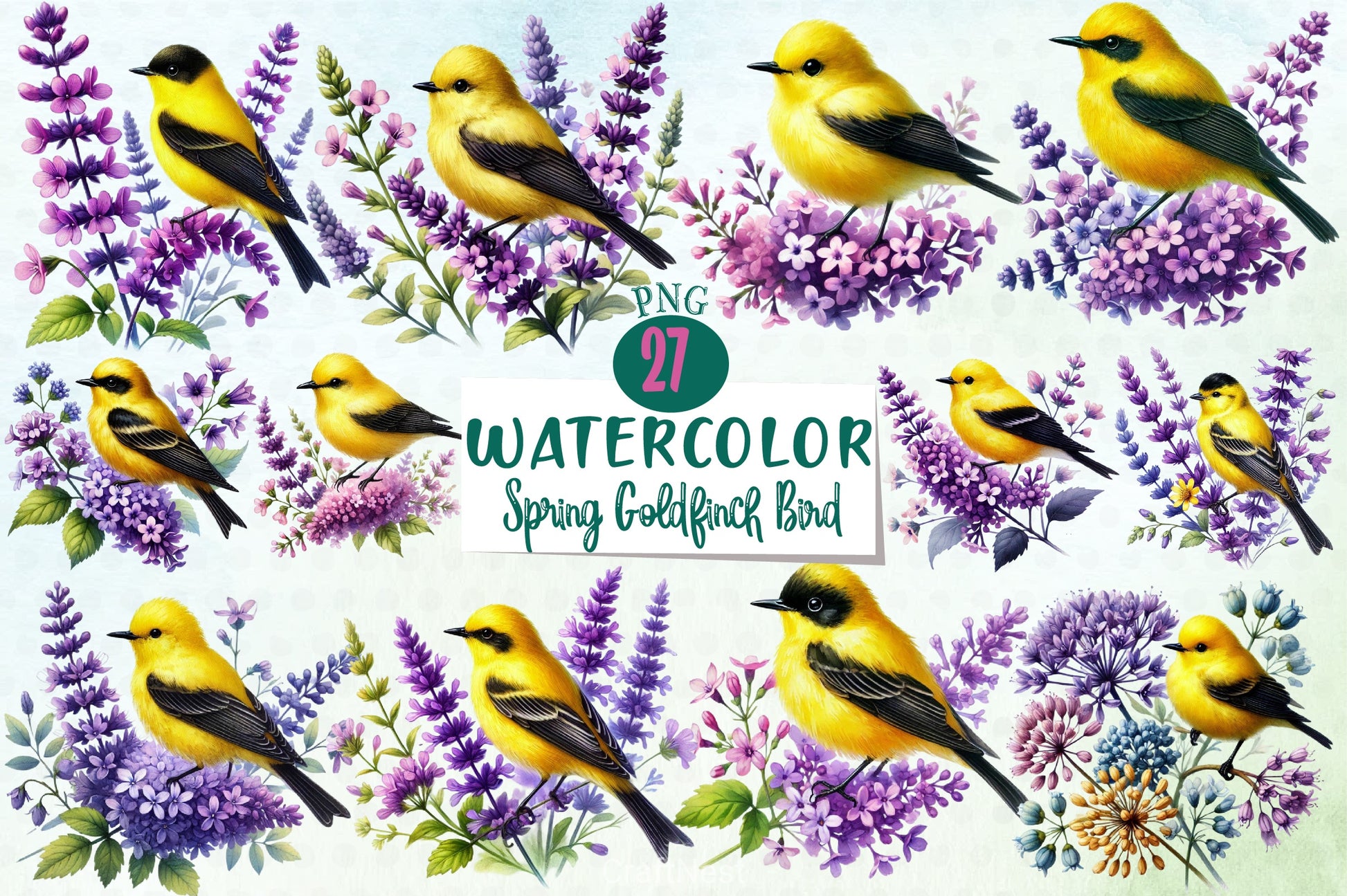 Spring Goldfinch Clipart Bundle - CraftNest - Digital Crafting and Art
