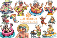 Funny Summer Old Woman Clipart Bundle - CraftNest - Digital Crafting and Art