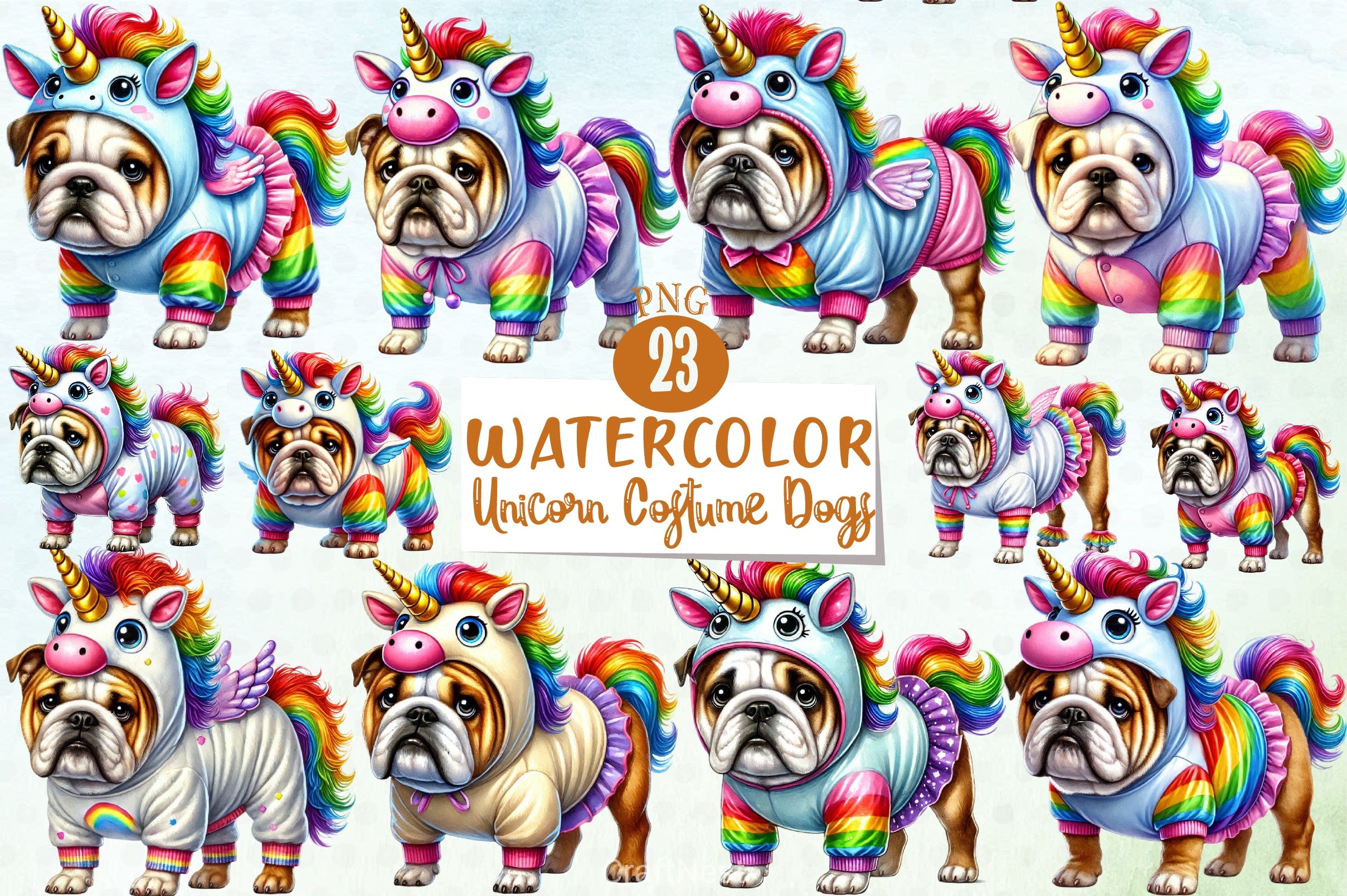 Unicorn Dog Costume Clipart Bundle - CraftNest - Digital Crafting and Art