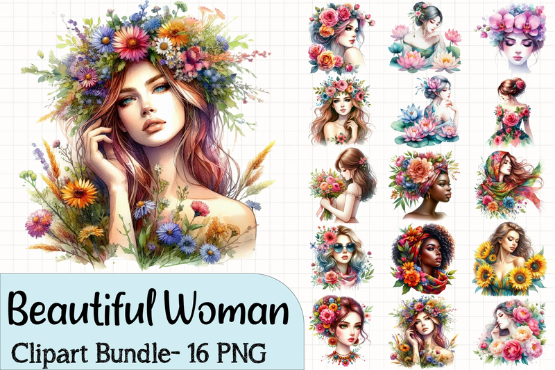 Floral Woman Clipart Bundle 1 - CraftNest - Digital Crafting and Art