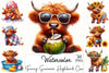 Funny Summer Highland Cow Clipart Bundle