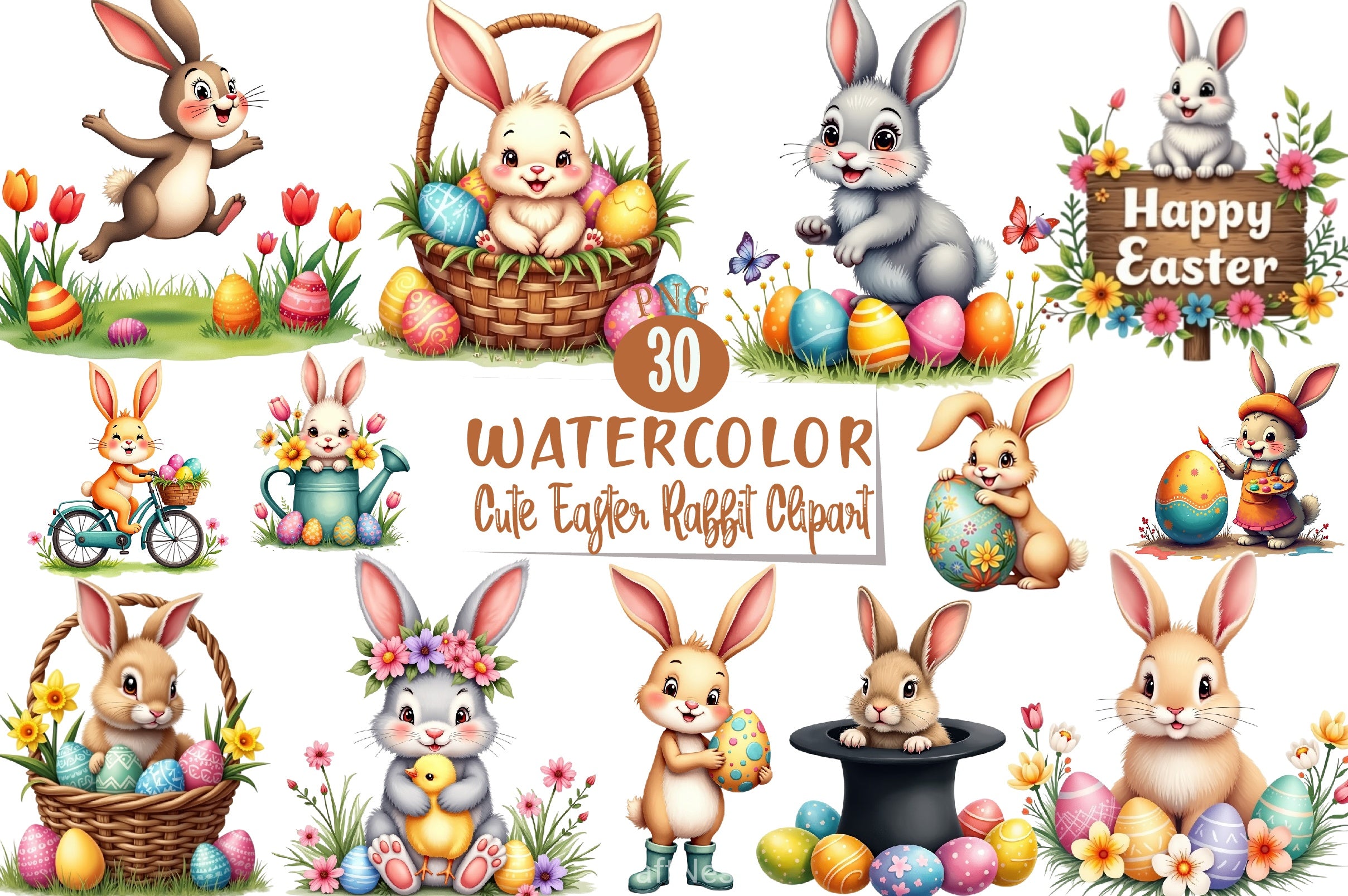 Cute Easter Rabbit Clipart Bundle 1 - CraftNest - Digital Crafting and Art