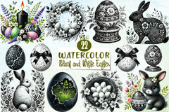 Black & White Easter Clipart Bundle - CraftNest - Digital Crafting and Art