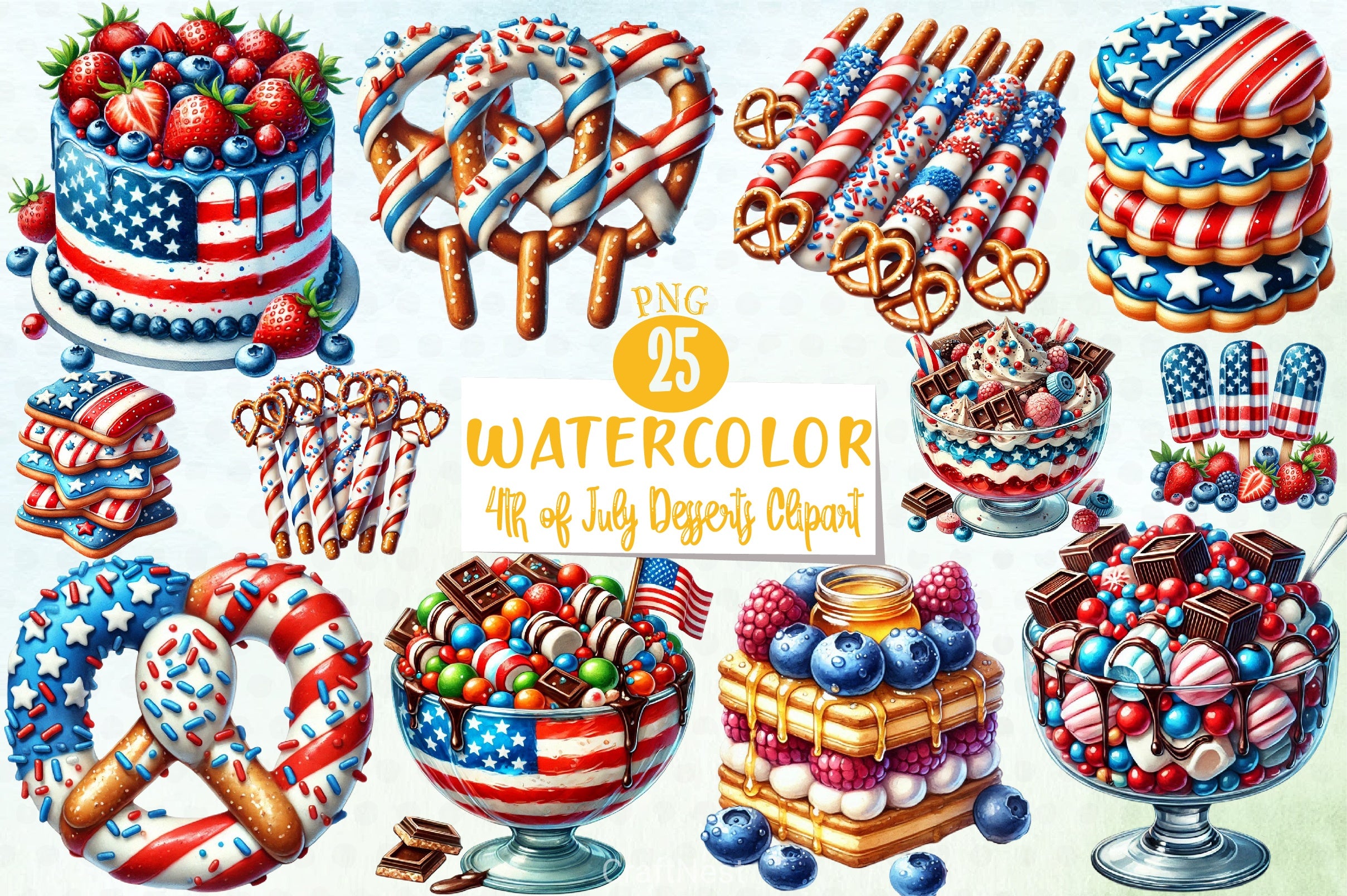 4th of July Desserts Clipart Bundle - CraftNest - Digital Crafting and Art