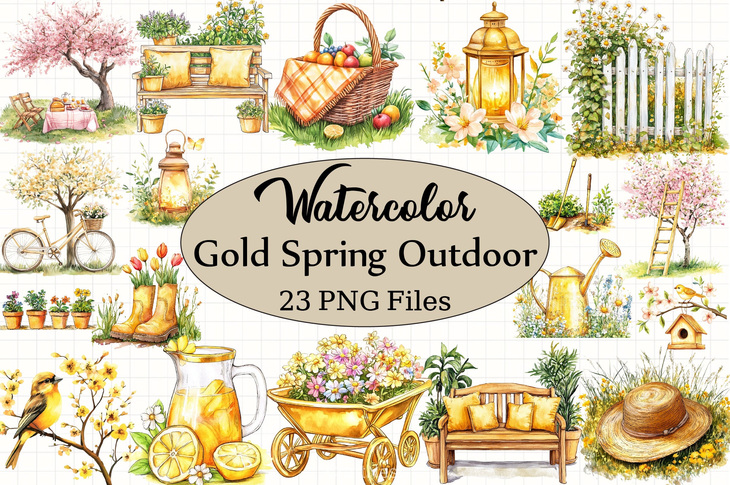 Gold Spring Clipart Bundle - CraftNest - Digital Crafting and Art