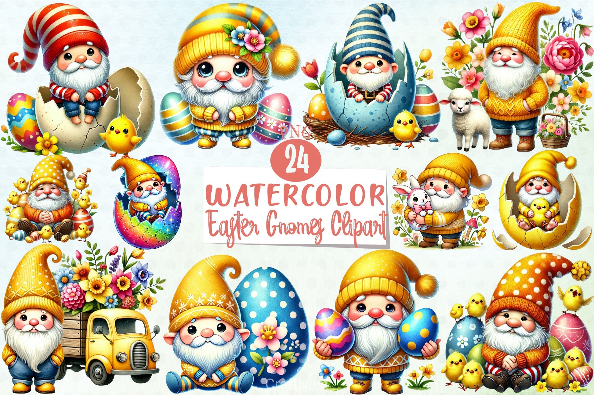 Easter Gnomes Clipart Bundle - CraftNest - Digital Crafting and Art