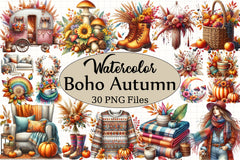 Boho Autumn Clipart Bundle - CraftNest - Digital Crafting and Art