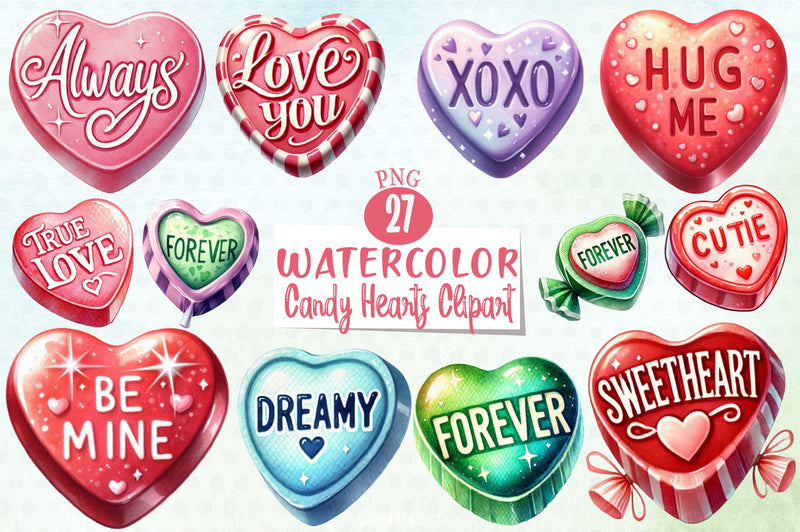Candy Hearts Clipart Bundle - CraftNest - Digital Crafting and Art