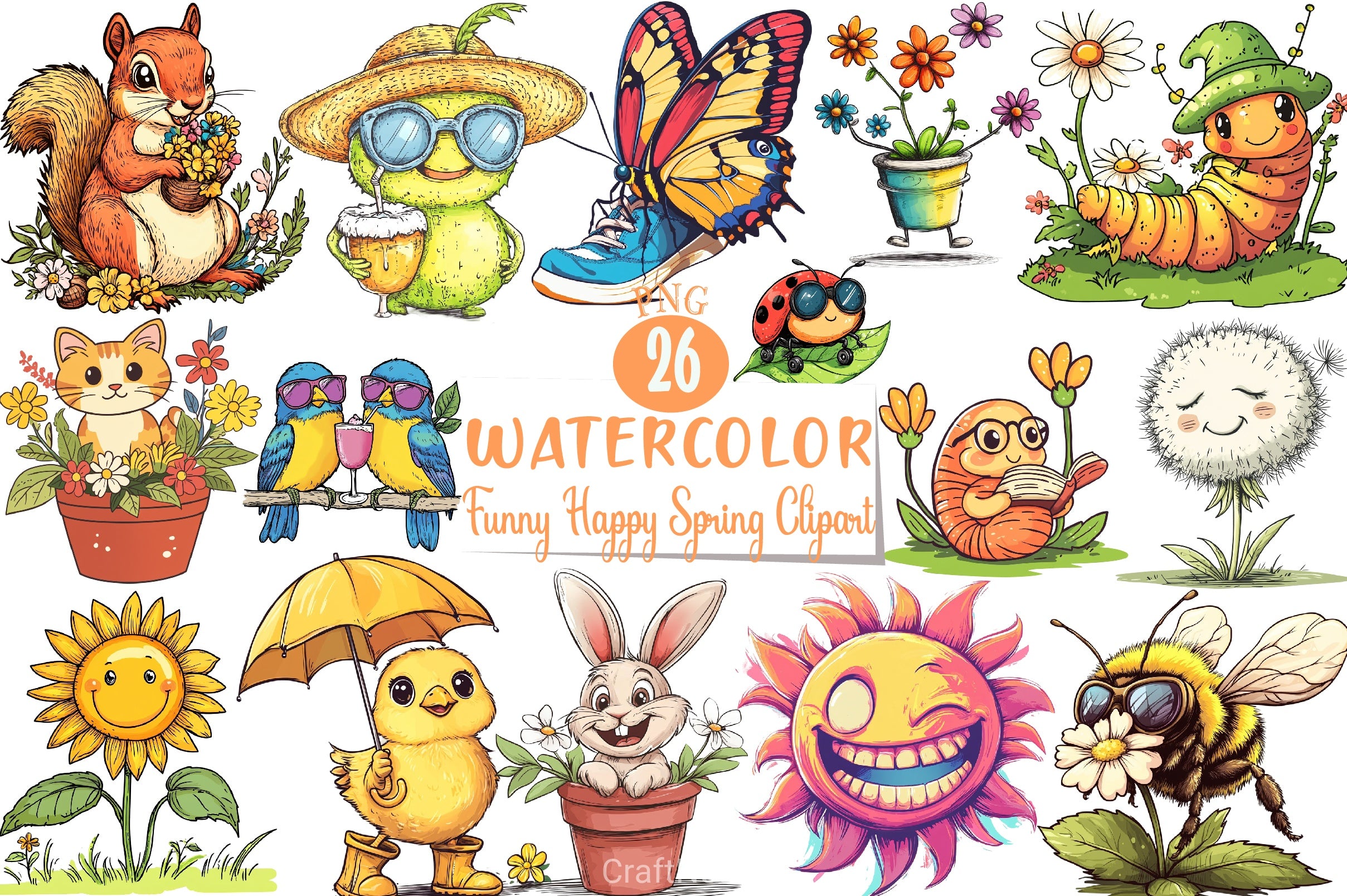Funny Spring Clipart Bundle - CraftNest - Digital Crafting and Art