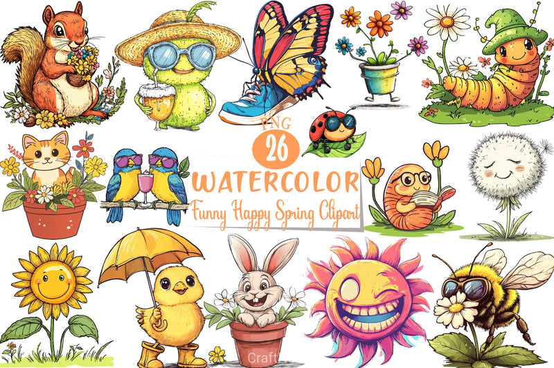Funny Spring Clipart Bundle - CraftNest - Digital Crafting and Art