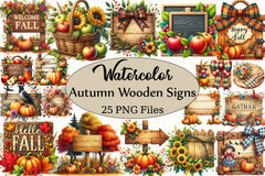 Autumn Wooden Signs Clipart Bundle - CraftNest - Digital Crafting and Art
