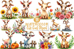 Cute Goat Clipart Bundle - CraftNest - Digital Crafting and Art