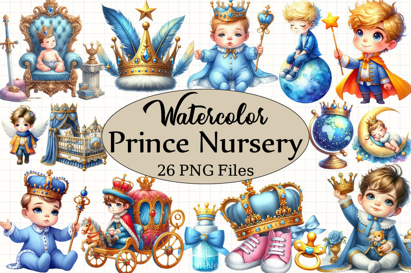 Little Prince Blue Baby Nursery Clipart Bundle - CraftNest - Digital Crafting and Art