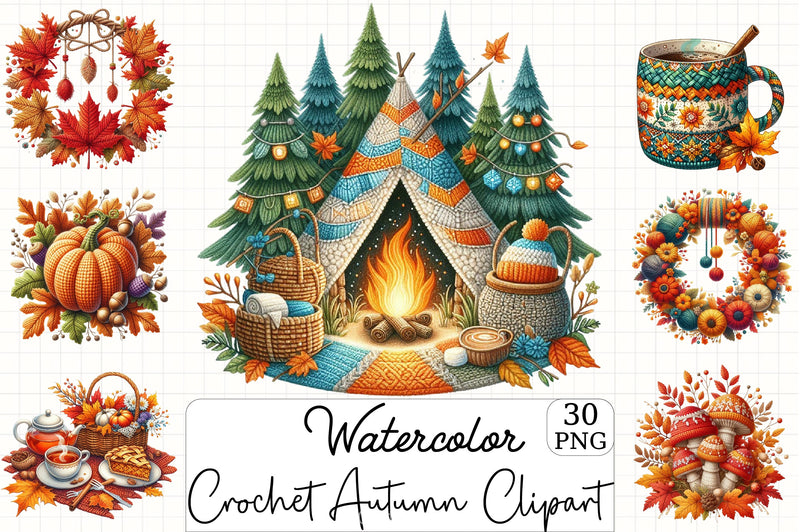 Crochet Autumn Clipart Bundle - CraftNest - Digital Crafting and Art