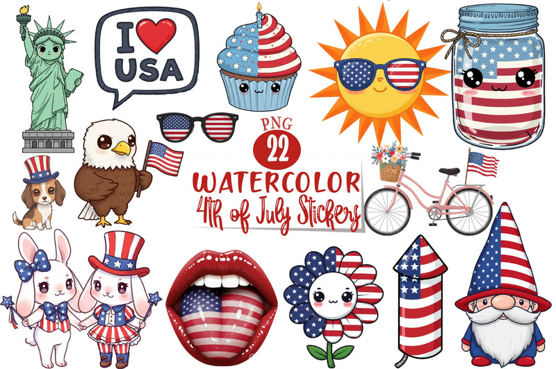 4th of July Stickers Clipart Bundle - CraftNest - Digital Crafting and Art