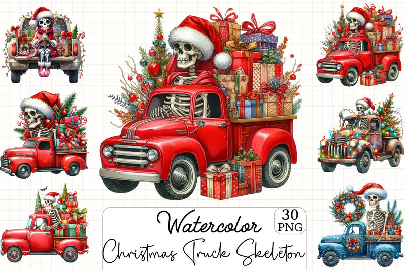 Christmas Truck Skeleton Clipart Bundle 2 - CraftNest - Digital Crafting and Art