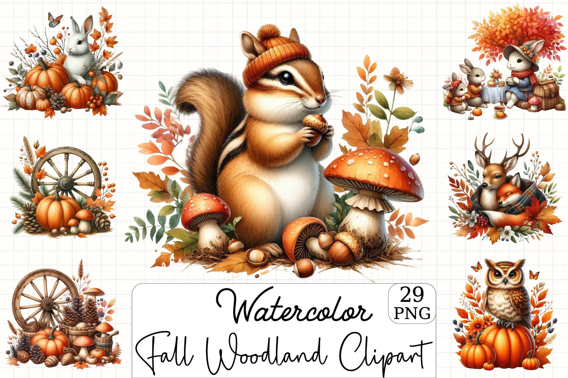 Fall Woodland Clipart Bundle - CraftNest - Digital Crafting and Art