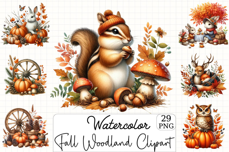 Fall Woodland Clipart Bundle - CraftNest - Digital Crafting and Art