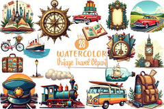 Vintage Travel Clipart Bundle 4 - CraftNest - Digital Crafting and Art