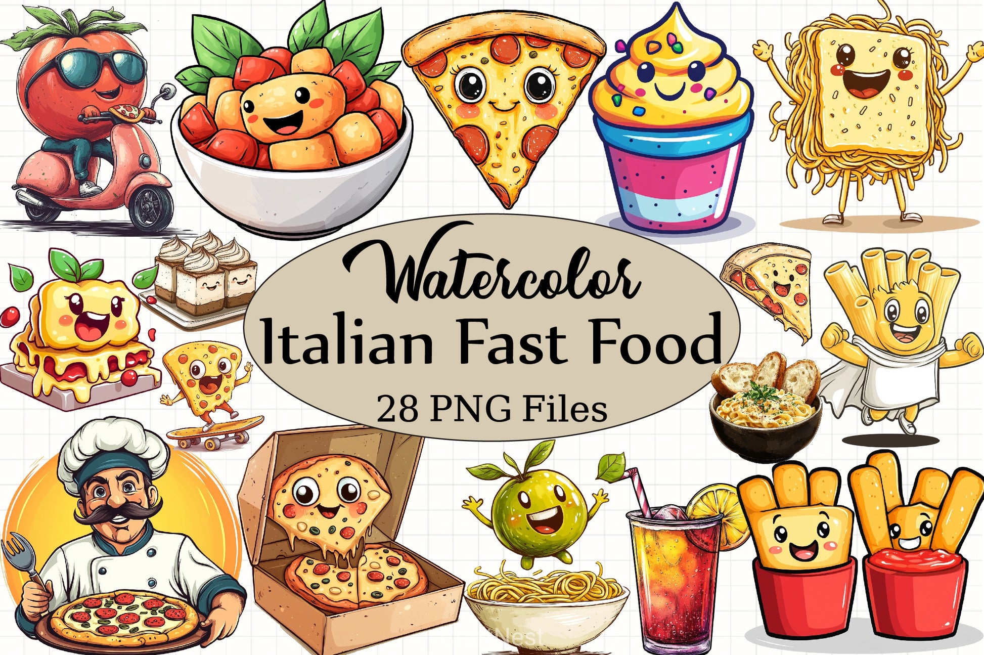 Italian Fast Food Clipart Bundle - CraftNest - Digital Crafting and Art