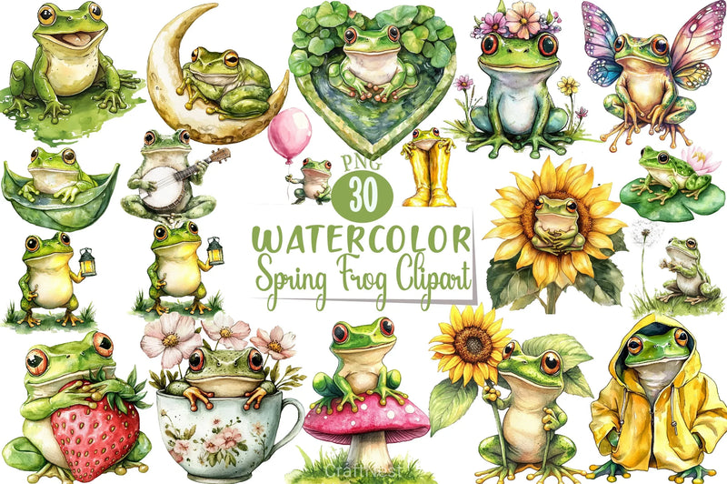 Spring Frog Clipart Bundle 2 - CraftNest - Digital Crafting and Art