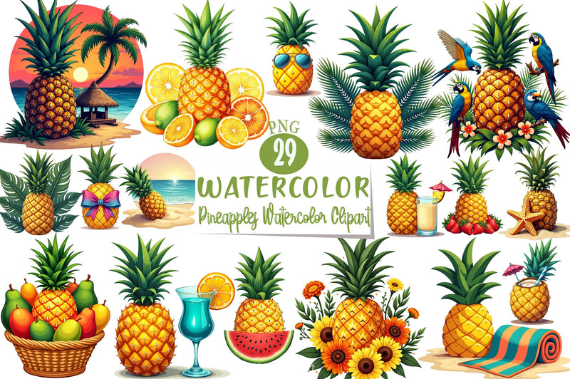 Pineapples Clipart Bundle - CraftNest - Digital Crafting and Art