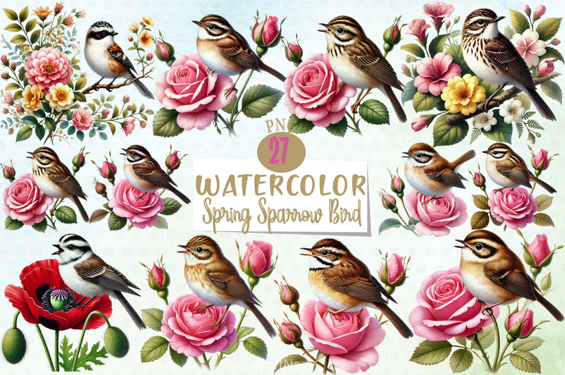 Spring Sparrow Clipart Bundle - CraftNest - Digital Crafting and Art