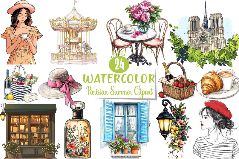 Parisian Summer Clipart Bundle - CraftNest - Digital Crafting and Art