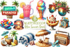 Retro Summer Beach Clipart Bundle