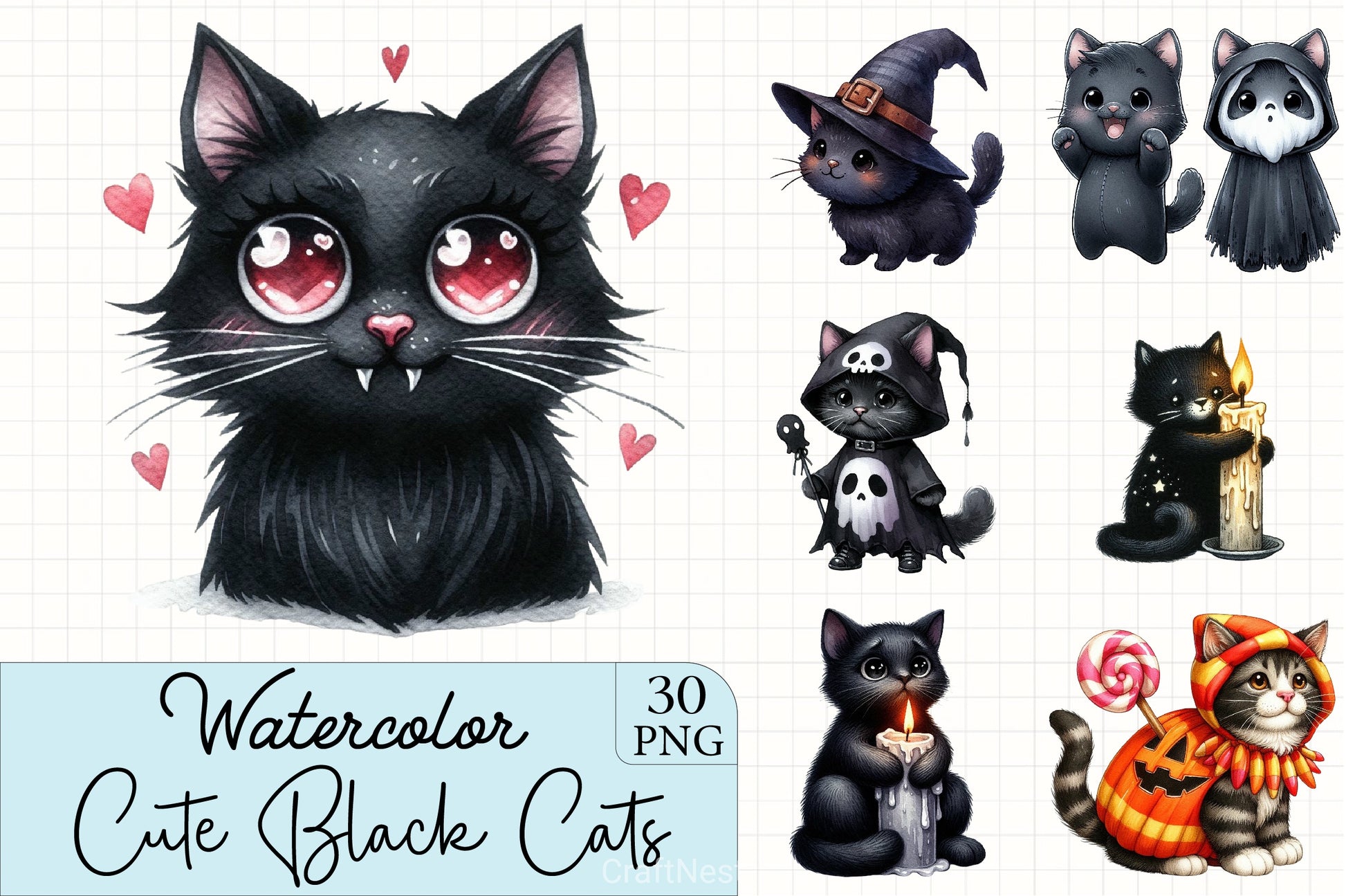 Halloween Black Cats Clipart Bundle - CraftNest - Digital Crafting and Art