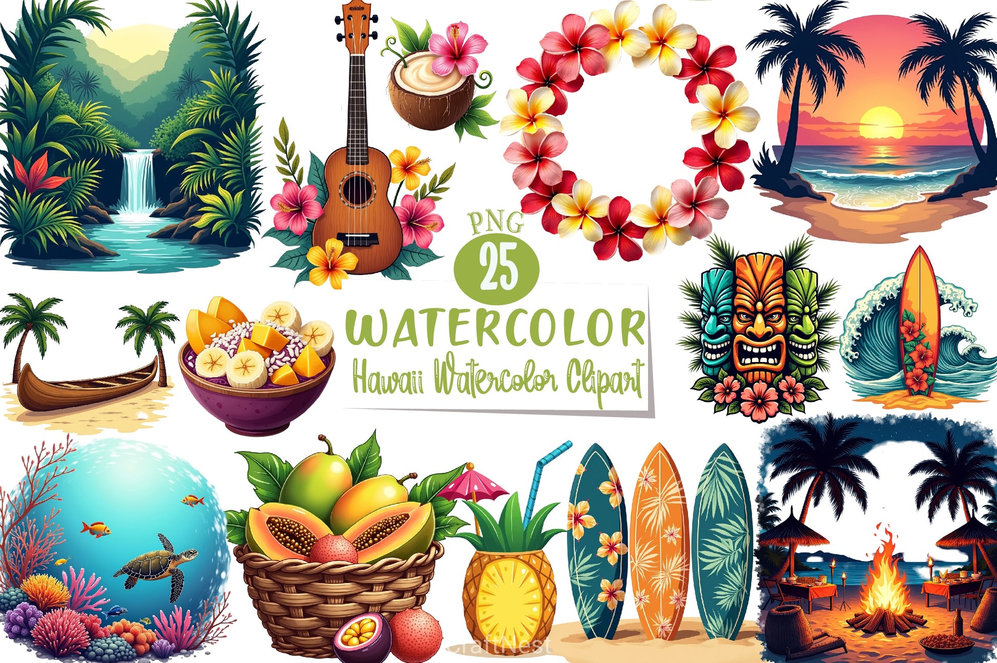 Hawaii Clipart Bundle 2 - CraftNest - Digital Crafting and Art