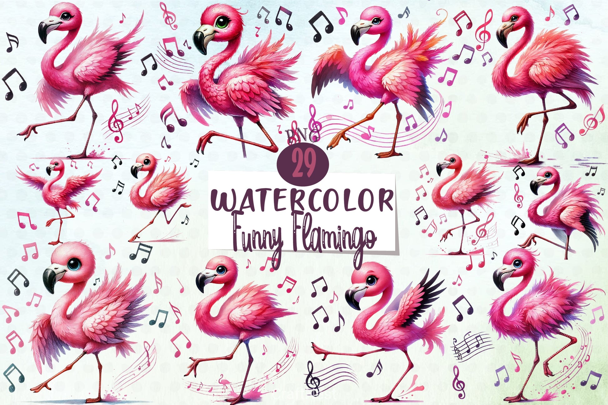 Funny Flamingo Clipart Bundle 5 - CraftNest - Digital Crafting and Art