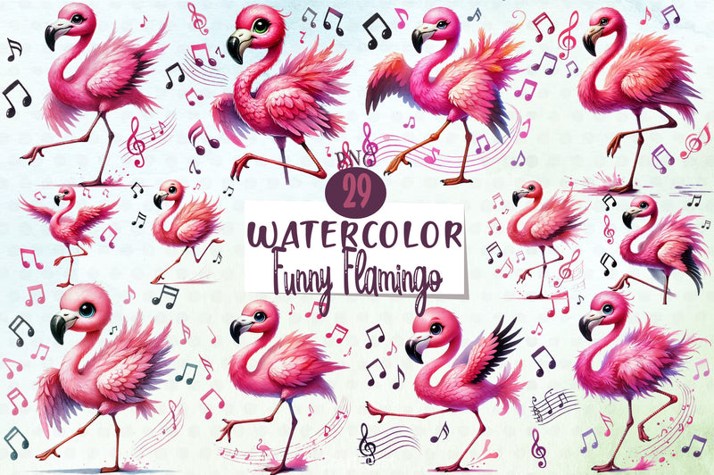 Funny Flamingo Clipart Bundle 5 - CraftNest - Digital Crafting and Art