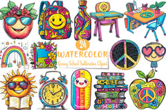 Groovy School Clipart Bundle 4 - CraftNest - Digital Crafting and Art