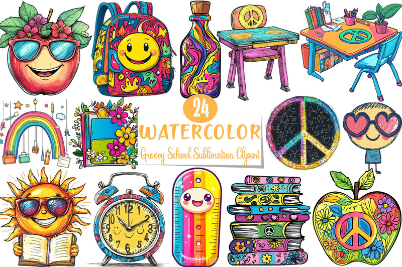 Groovy School Clipart Bundle 4 - CraftNest - Digital Crafting and Art