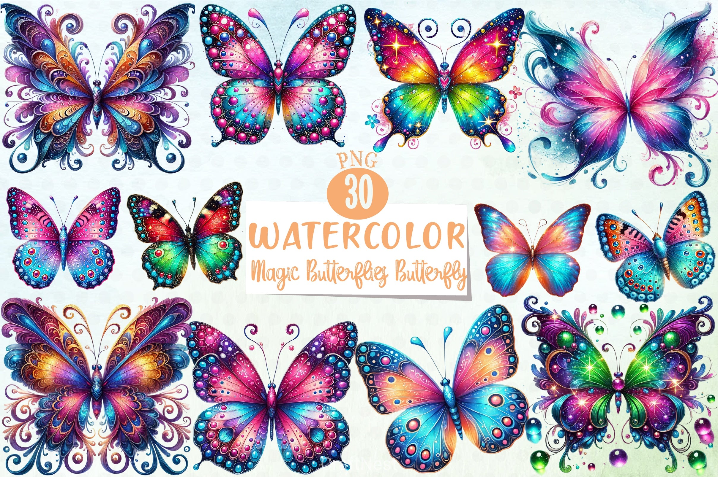 Magic Butterflies Clipart Bundle - CraftNest - Digital Crafting and Art