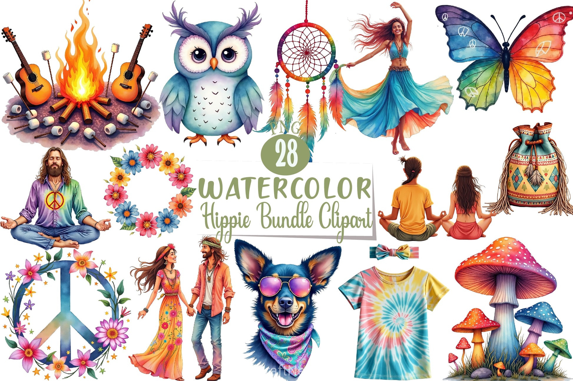 Hippie Clipart Bundle 5 - CraftNest - Digital Crafting and Art