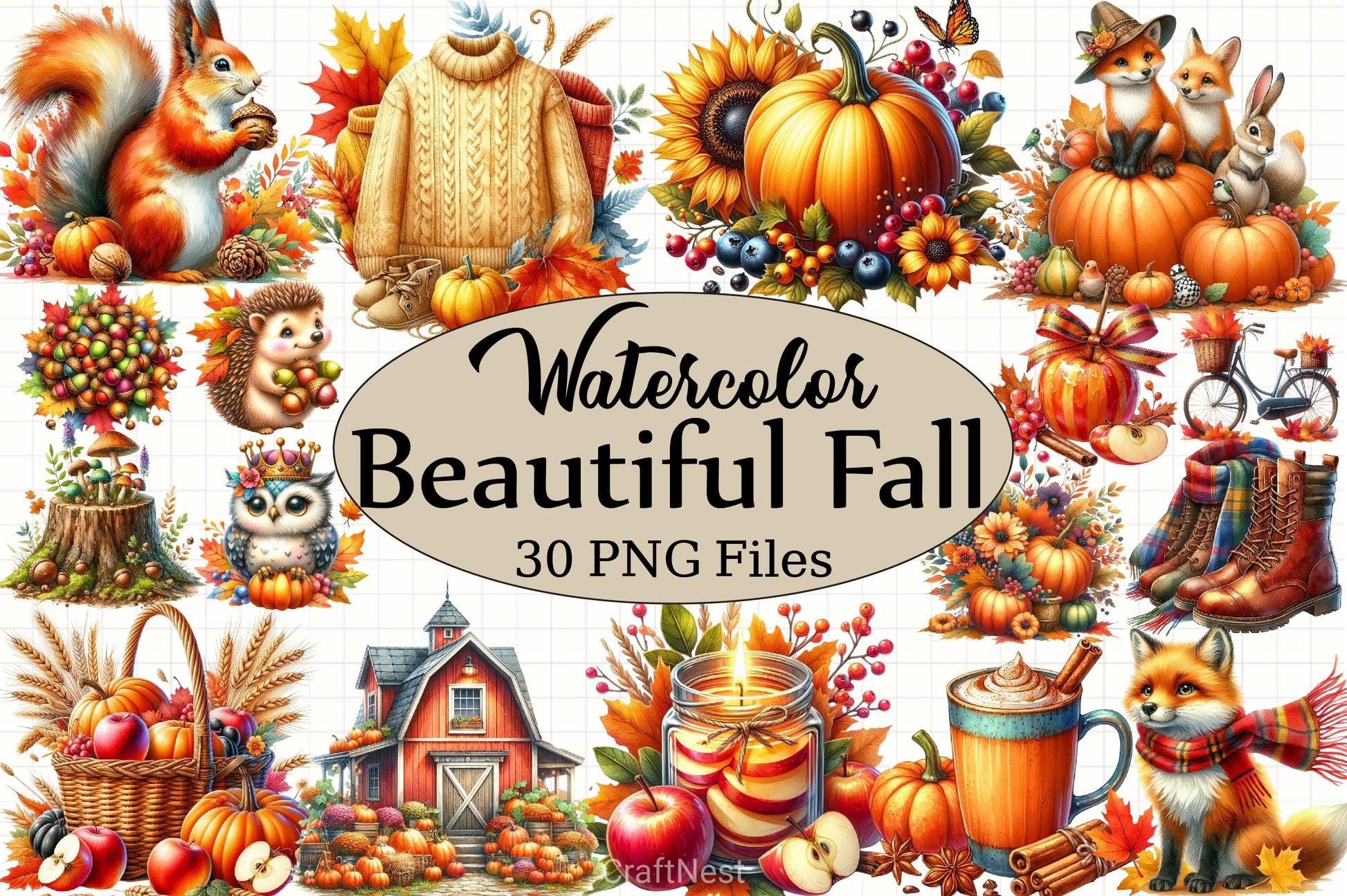 Beautiful Fall Clipart Bundle - CraftNest - Digital Crafting and Art