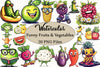 Funny Fruits & Veggies Clipart Bundle
