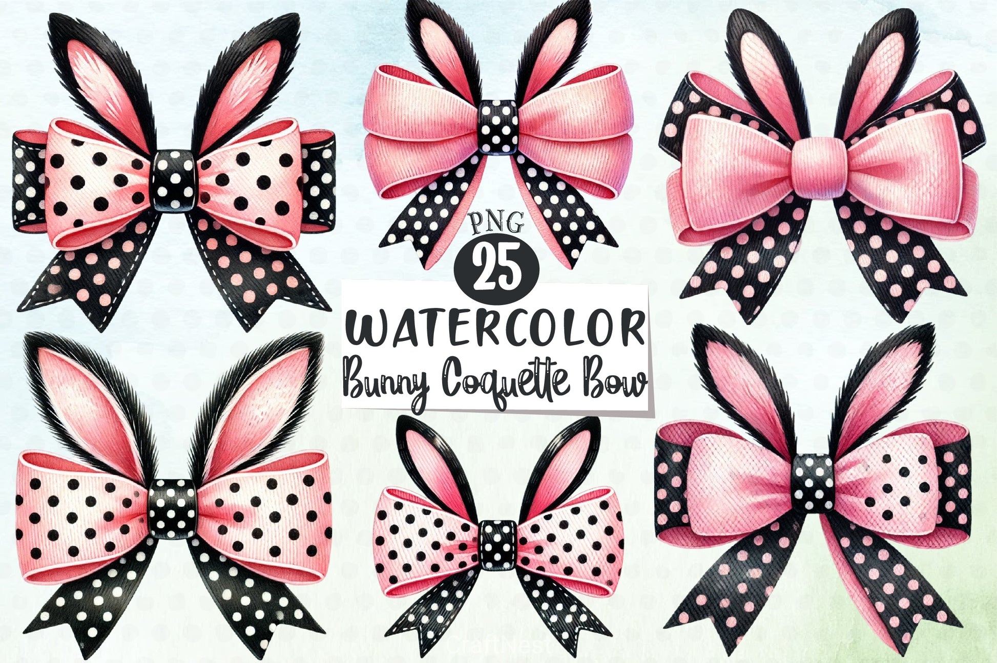 Easter Bunny Bow Clipart Bundle 3 - CraftNest - Digital Crafting and Art